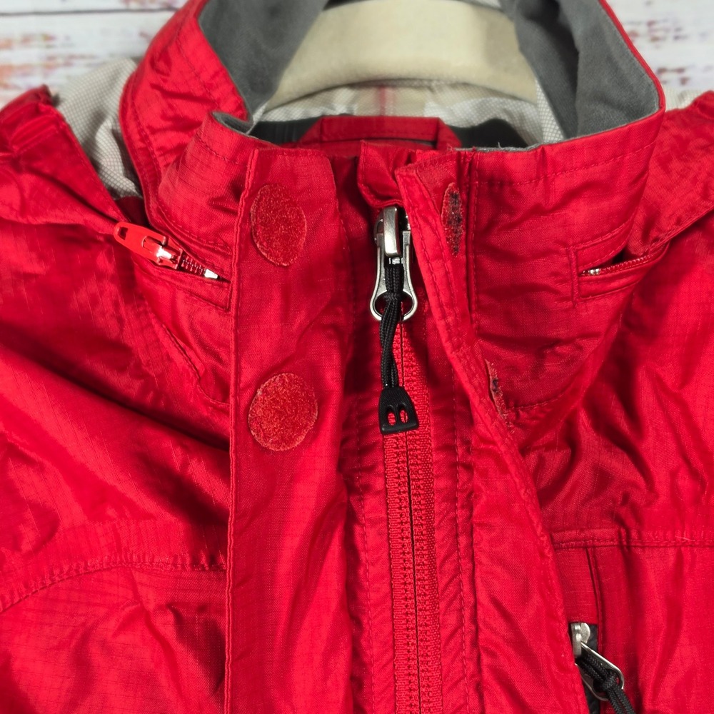 REI Rain Jacket Youth Small 8 Red Excellent Stowable Hood Ripstop Shell Pockets